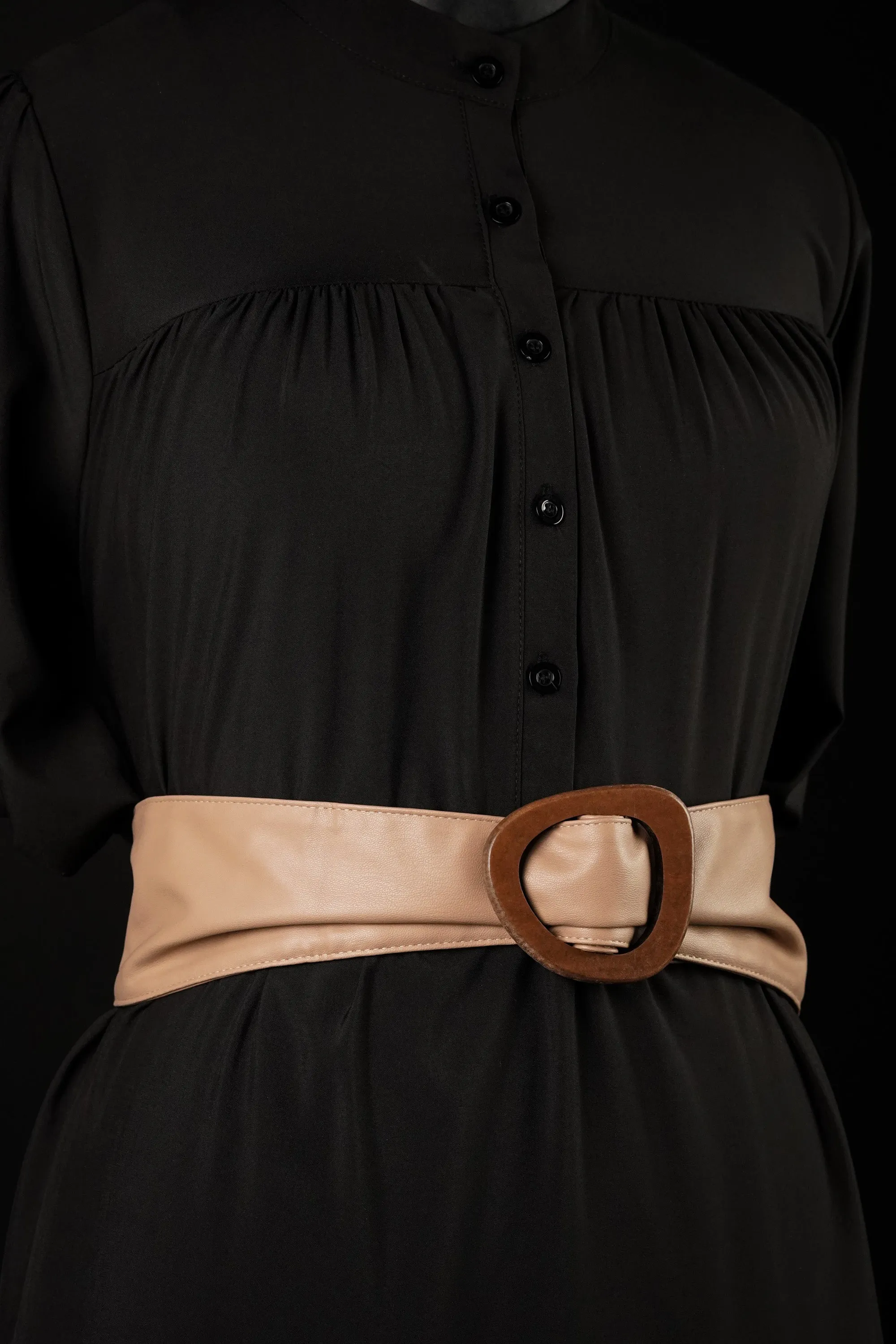 Wooden Buckle Dusty Rose Waist Belt