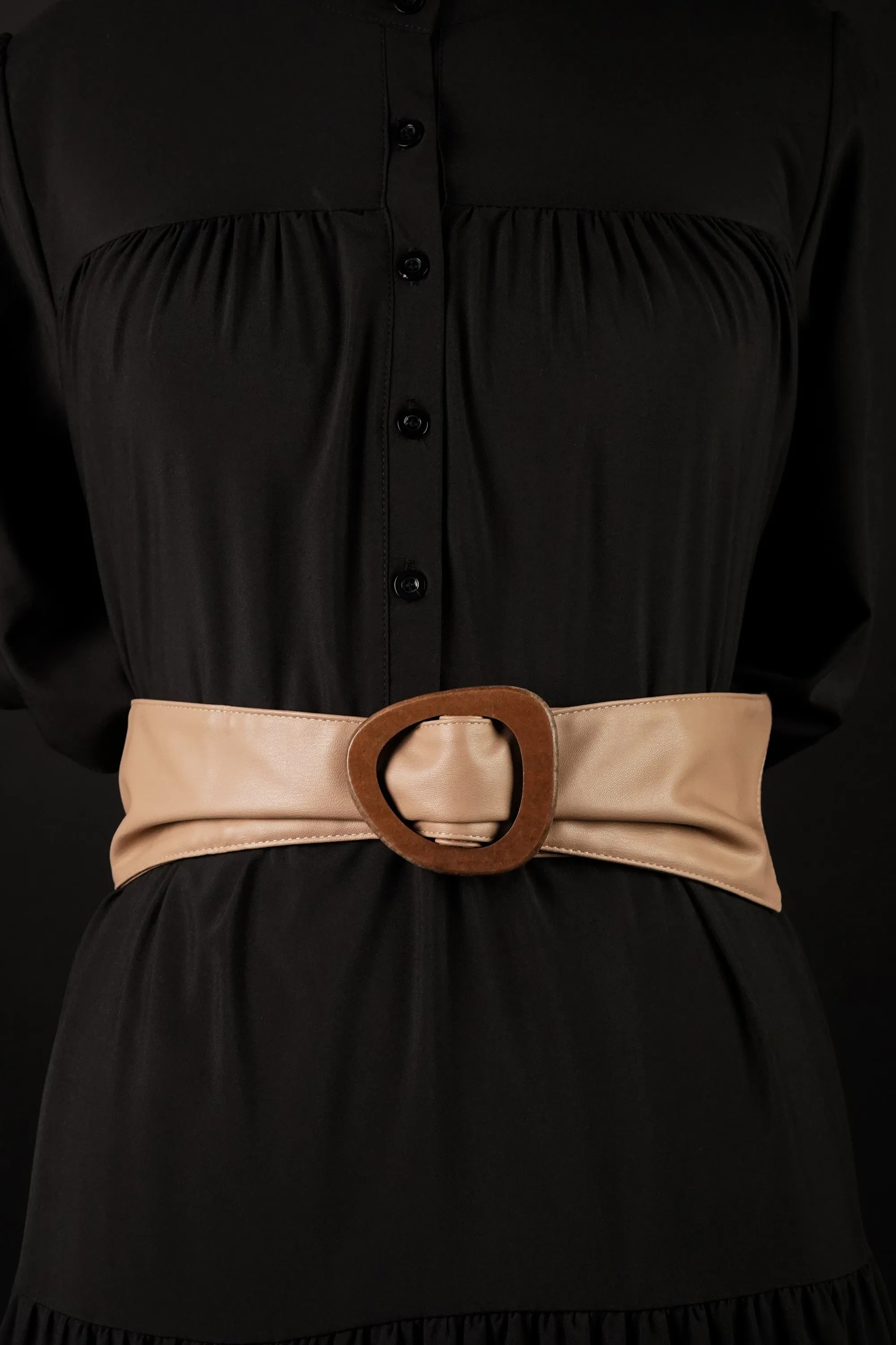 Wooden Buckle Dusty Rose Waist Belt